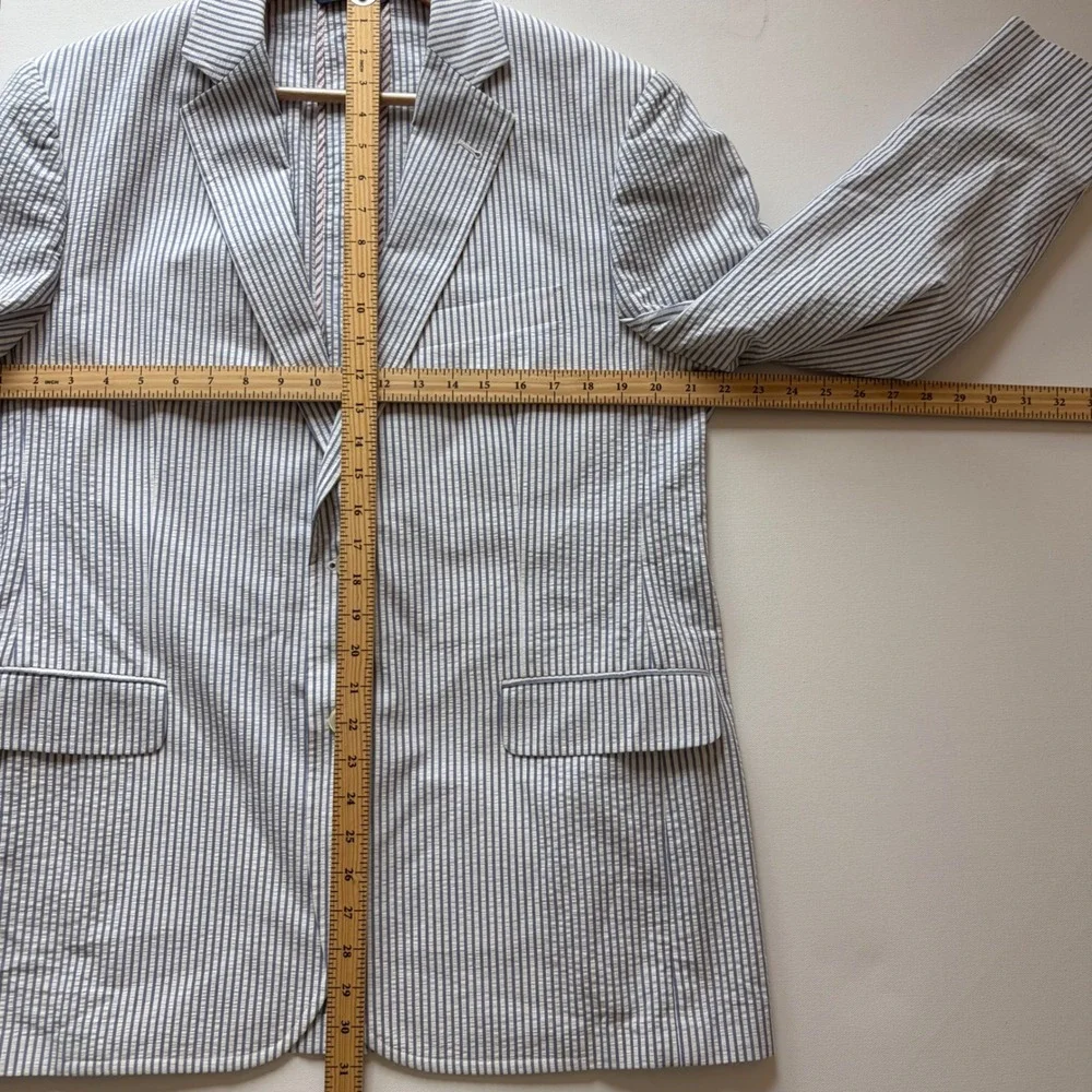 Brooks Brothers Sport Coat Mens 43R Blue White Seersucker Madison 1818 Blazer